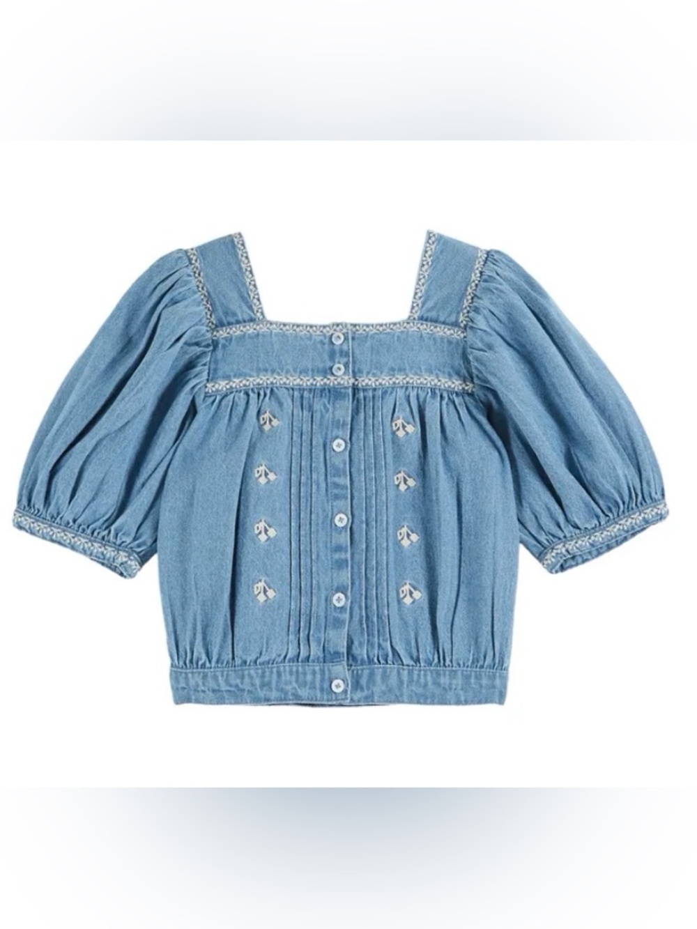 Emile et Ida Embroidered Chambray Blouse